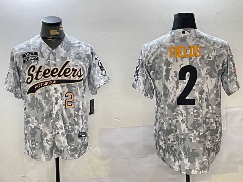 Men Pittsburgh Steelers 2 Fields Nike Arctic Camo 2024 Salute to Service Limited NFL Jersey style 3